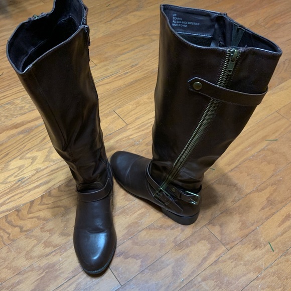 Knee High Wide Calf Brown Boots - Picture 1 of 4